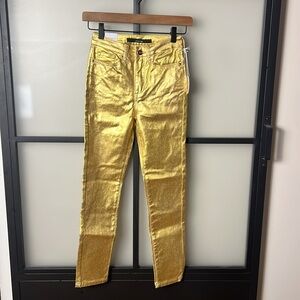 NWT Paige Girls Metallic Jeans in Gold Size 12